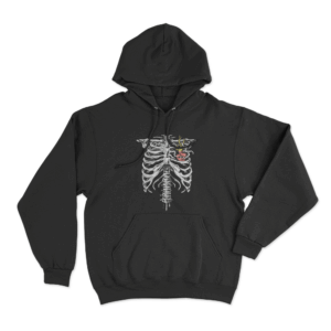 Ribcage with Heart Hoodie Black