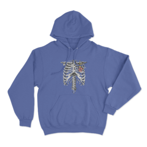 Ribcage with Heart Hoodie Blue