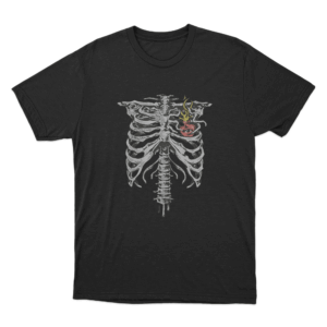 Ribcage with Heart T Shirt Black