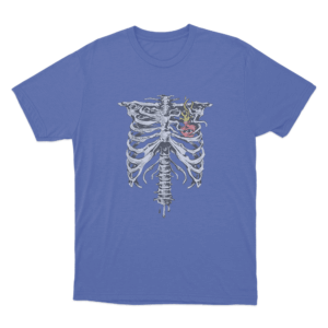 Ribcage with Heart T Shirt Blue