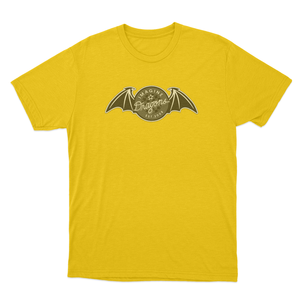 Vintage Bat Badge T Shirt Yellow Vintage Bat Badge T Shirt Yellow